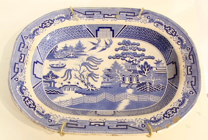 Blue & White Porcelain Tray (Priced As Is)