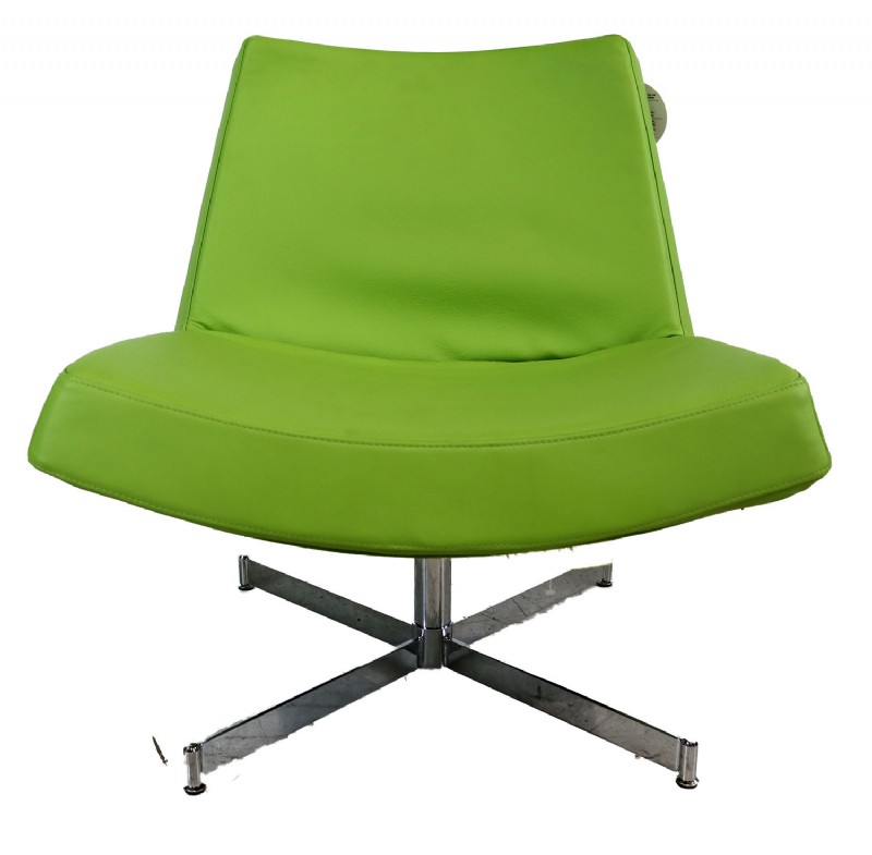 Modern Lime Green Leather Swivel Chair
