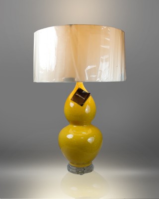 Ocher Double Gourd Ceramic Ocher Table Lamp