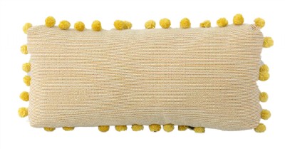 Custom Gold and Red Lumbar Pillow with Poms