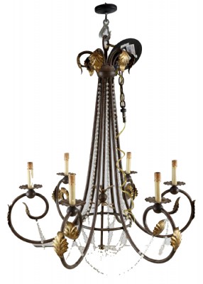 Currey & Co 6 light Metal and Crystal Chandelier