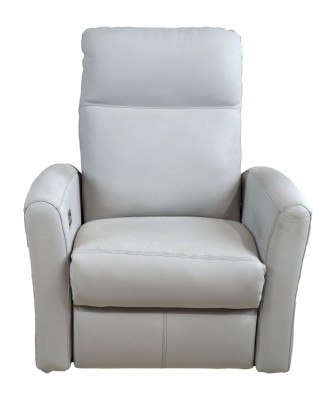 Grey Leather Power Recliner Chair