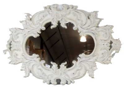 Large White Carved Mirror