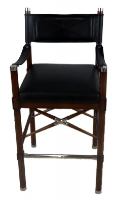 Pair of Black Leather Director Barstools