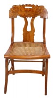 Burled Wood & Wicker Chair